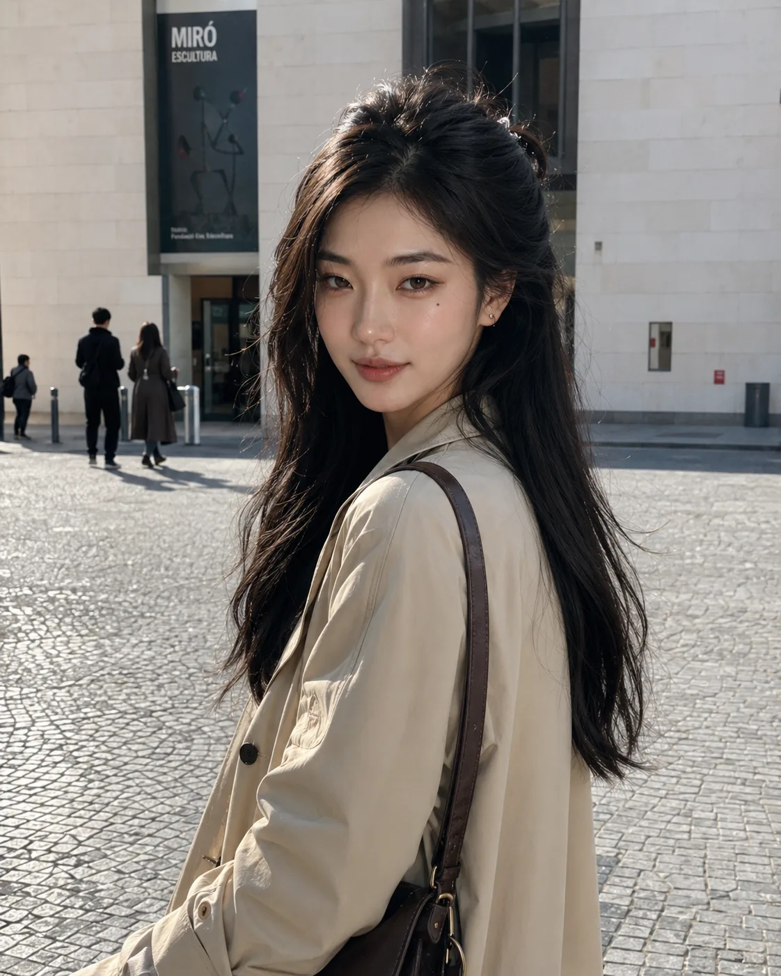 林雪妮美术馆街拍回眸